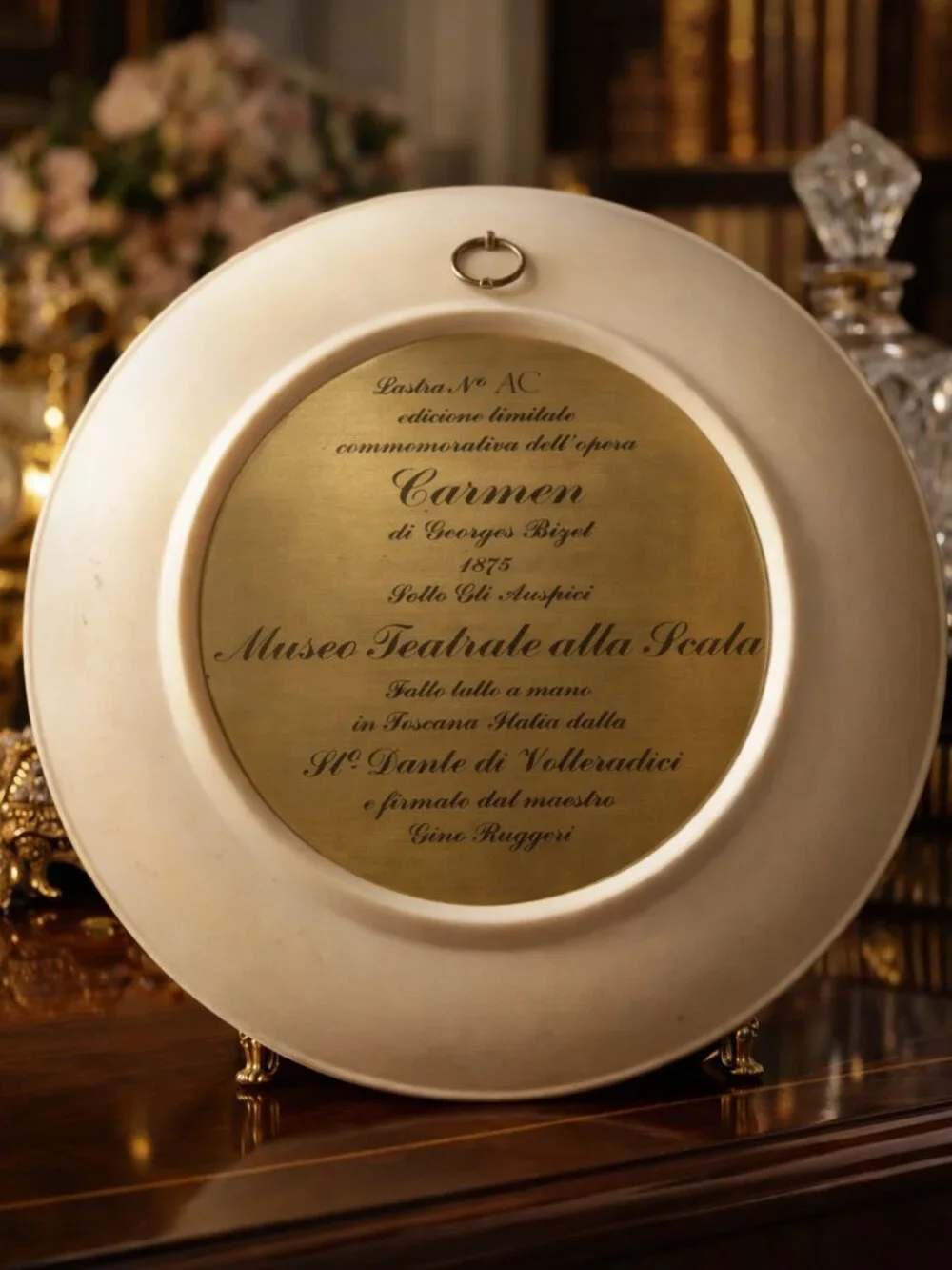 Italian Carmen Bas-Relief Plaque La Scala Museum Volteradici Signed